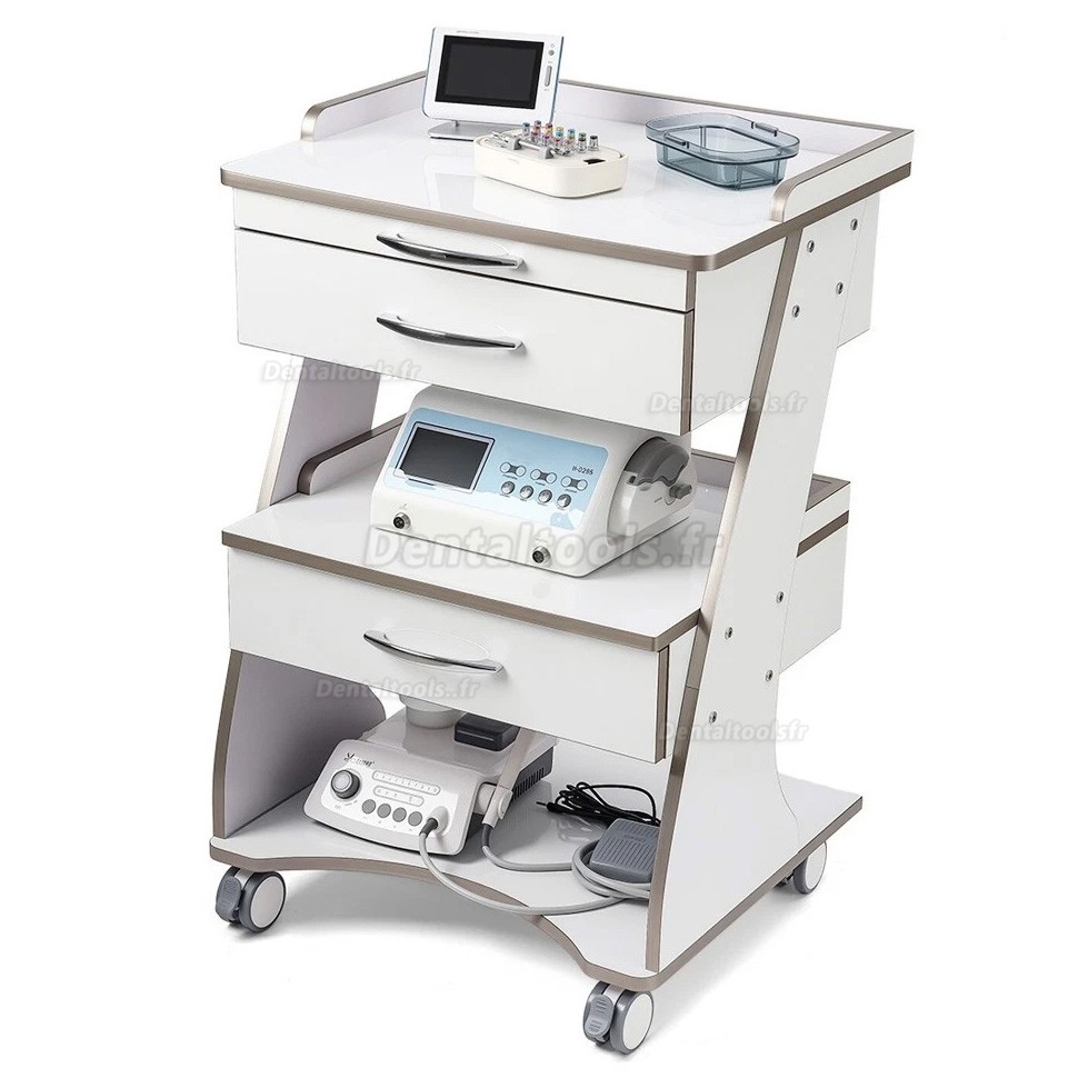 Dentech G06 chariot dentaire mobile avec plateau instruments et double tiroir